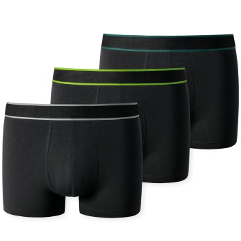 Schiesser 3P 95-5 Boxer Shorts Sort/Grøn bomuld Small Herre