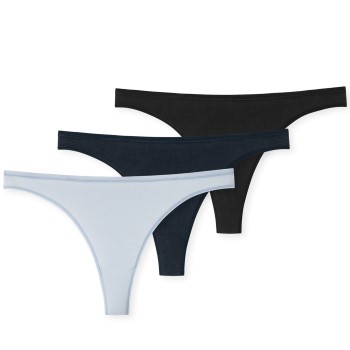 Schiesser Trusser 3P 95-5 Organic Cotton Thong Blå/Lyseblå økologisk bomuld 40 Dame