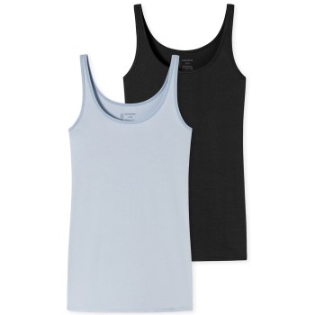 Se Schiesser 2P 95-5 Organic Tank Top Sort/Blå bomuld 42 Dame ved Timarco