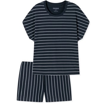 Schiesser Just Stripes Short Pyjamas Marineblå bomuld 42 Dame