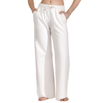 Bread & Boxers Bread and Boxers Wide Leg Lounge Pant Benhvid økologisk bomuld X-Small Dame