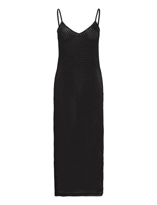 Long Openwork Knitted Dress Mango Black