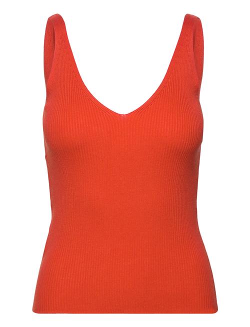 Se Mango V-Neck Knitted Top Mango Red ved Booztlet