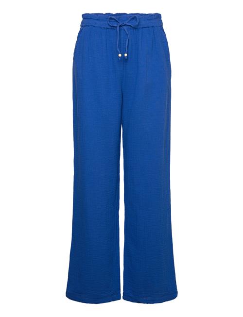 Elastic Waist Cotton Trousers Mango Blue