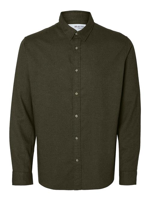Slhslimowen-Flannel Shirt Ls Noos Selected Khaki