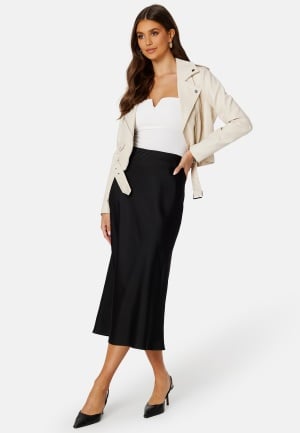 BUBBLEROOM Demi Midi Satin Skirt Black 44