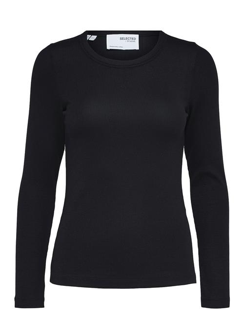 Se Selected Femme Slfdianna Ls O-Neck Top Noos Selected Femme Black ved Booztlet