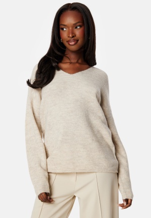 VERO MODA Vmcrewlefile V-Neck Pullover Beige/Grey XL