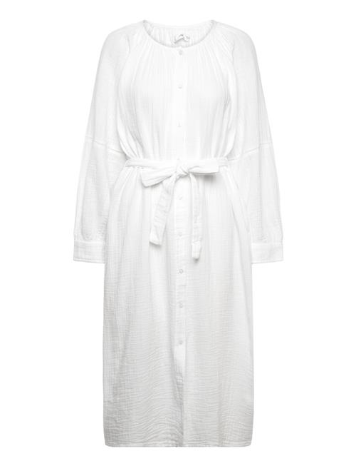 Mango Belt Cotton Dress Mango White