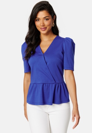 Happy Holly Madeleine peplum top Blue 44/46