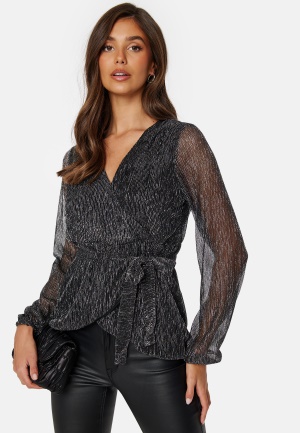 Happy Holly Perley sparkling wrap top Black / Silver 48/50