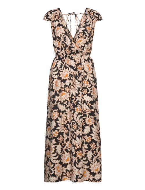 Floral Wrap Neckline Dress Mango Black