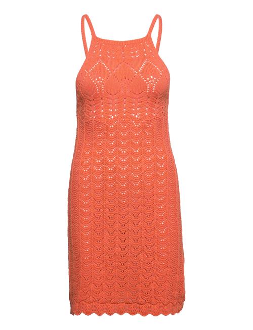 Mango Halter-Neck Knitted Dress Mango Orange