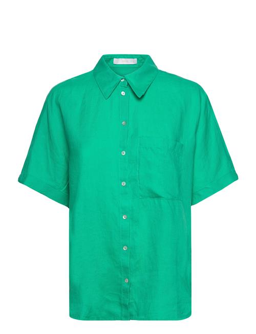 Mango Pocket Linen Shirt Mango Green