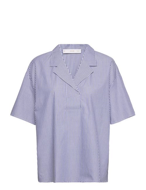 Mango Short Sleeve Striped Shirt Mango Blue