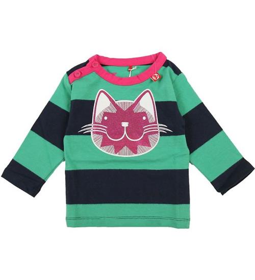 Se DanefÃ¦ DanefÃ¦ Bluse - GrÃ¸n/Marine m. Pink Glitter Kat ved KidsWorld