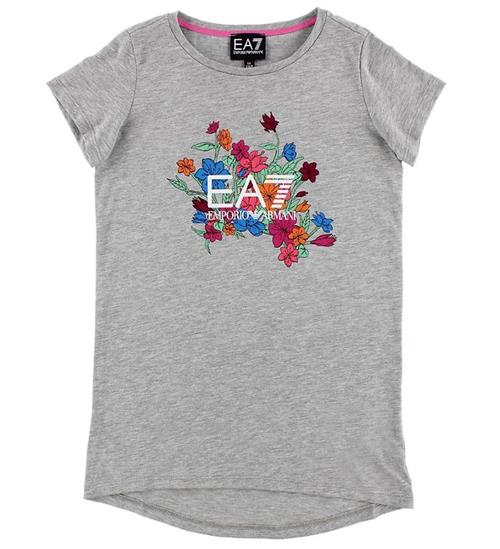 Se EA7 EA7 T-shirt - GrÃ¥meleret m. Blomster ved KidsWorld