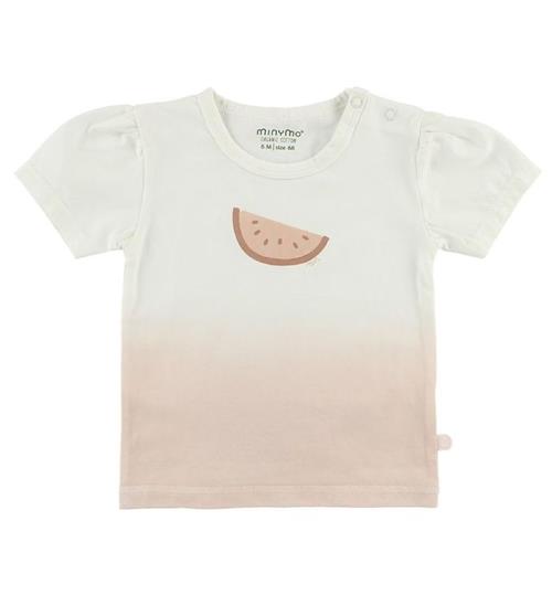 Minymo Minymo T-shirt - Creme/Rosa m. Melon