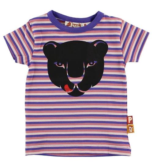 Se DYR DYR T-shirt - Lilla/Rosastribet m. Panter ved KidsWorld