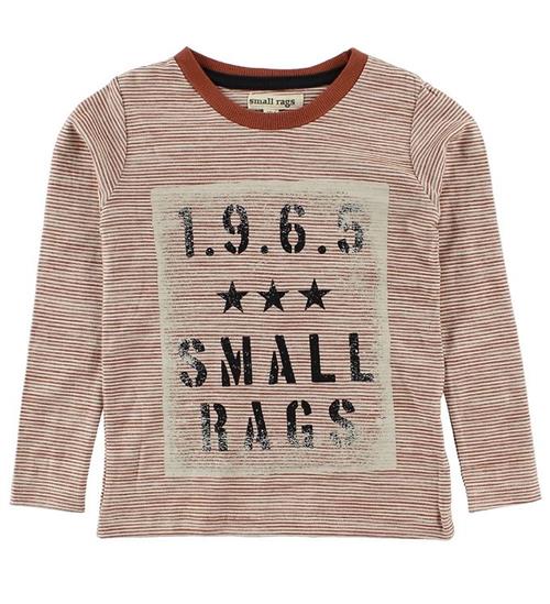 Small Rags Small Rags Bluse - RÃ¸dbrun/Hvidstribet m. Tekst