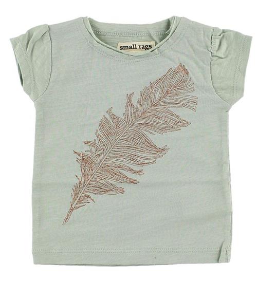 Se Small Rags Small Rags T-Shirt - Mint m. Fjer ved KidsWorld