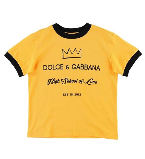 Se Dolce & Gabbana Dolce & Gabbana T-shirt - MÃ¸rk Gul m. Print ved KidsWorld