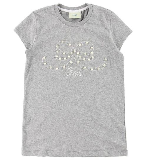 Se Fendi Fendi Kids T-shirt - GrÃ¥meleret m. Perler ved KidsWorld