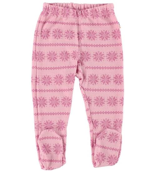 Se Joha Joha Leggings m. Fod - Uld - Rosa m. MÃ¸nster ved KidsWorld