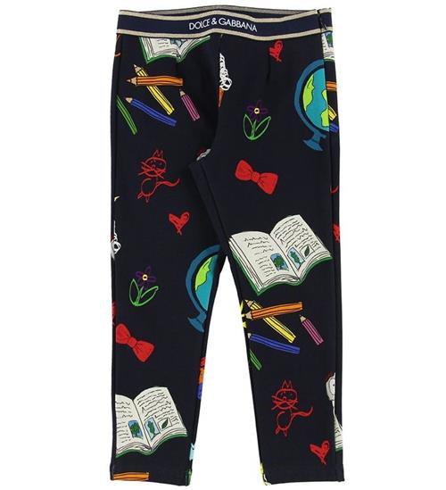 Se Dolce & Gabbana Dolce & Gabbana Leggings - Back To School - Navy m. Print ved KidsWorld