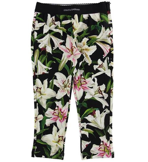 Dolce & Gabbana Dolce & Gabbana Leggings - Lilium - Sort m. Hvide Liljer