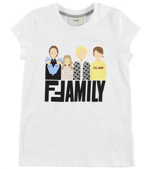 Se Fendi Fendi Kids T-shirt - Hvid m. Fendi Family ved KidsWorld