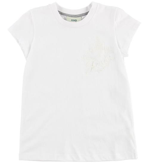 Se Fendi Fendi Kids T-shirt - Hvid m. Broderi ved KidsWorld