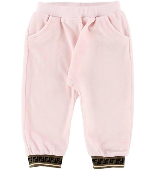 Se Fendi Fendi Velourbukser - Rosa m. Logo ved KidsWorld