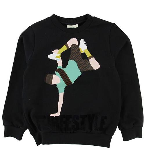 Fendi Fendi Sweatshirt m. HÃ¦tte - Sort m. Breakdancer/Tekst