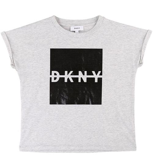 Se DKNY DKNY T-shirt - GrÃ¥meleret/Sort m. Logo ved KidsWorld