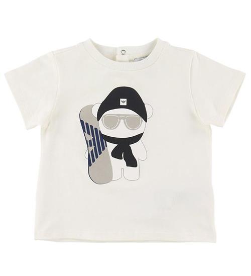 Se Emporio Armani Emporio Armani T-shirt - Hvid m. Snowboarder ved KidsWorld