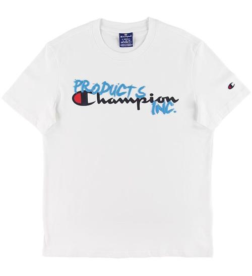 Se Champion Fashion T-shirt - Hvid m. Logo ved KidsWorld