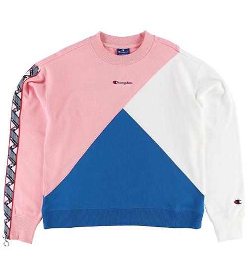 Se Champion Champion Fashion Sweatshirt - Rosa/Hvid/BlÃ¥ ved KidsWorld