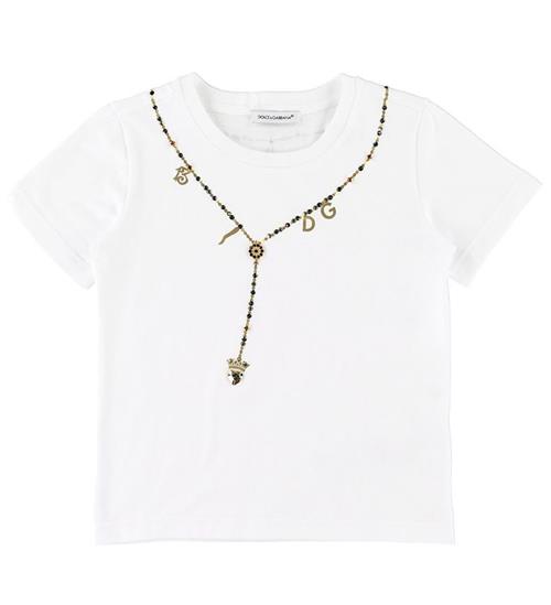 Dolce & Gabbana Dolce & Gabbana T-shirt - Hvid m. Krystaller