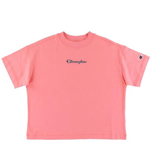 Se Champion Fashion T-Shirt - Crop - Pink m. Logo ved KidsWorld