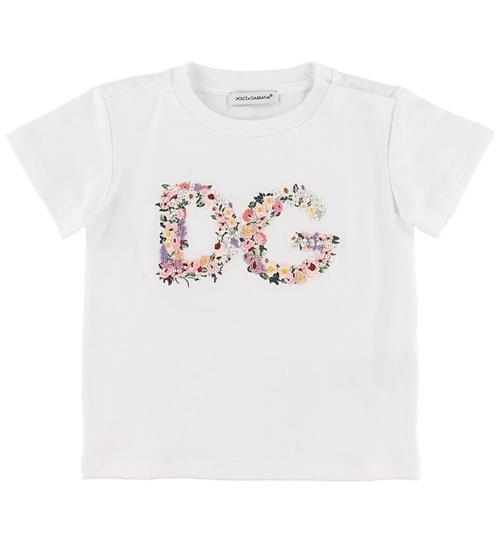 Se Dolce & Gabbana Dolce & Gabbana T-shirt - Hvid m. Blomsterbrodering ved KidsWorld