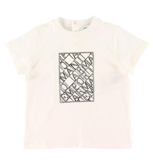 Se Emporio Armani T-shirt - Hvid m. Broderi ved KidsWorld