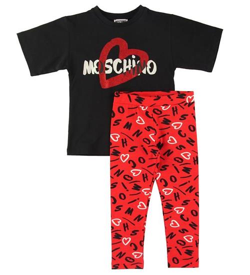 Moschino Moschino SÃ¦t - T-shirt/Leggings - Sort/RÃ¸d m. Print