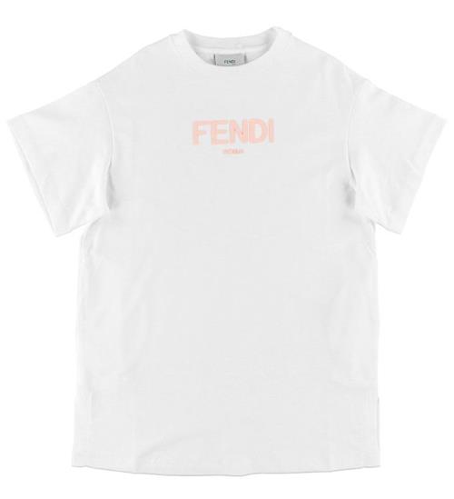 Se Fendi Fendi T-shirt - Hvid m. LyserÃ¸d Logo ved KidsWorld