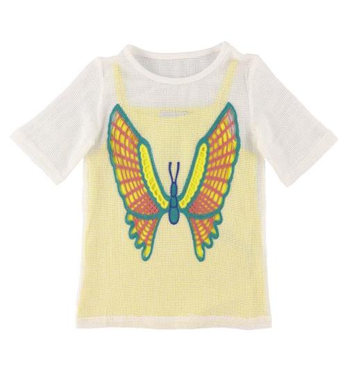 Stella McCartney Kids Stella McCartney Kids Kjole - HÃ¦klet - Hvid/Gul m. Sommerfugl