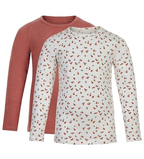 Se Minymo Bluse - 2-pak - Canyon Rose/Hvid m. Blomster ved KidsWorld