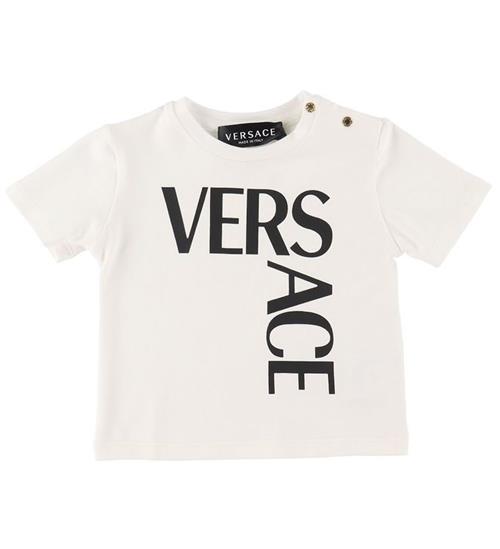 Se Versace T-shirt - Logo Print - Hvid/Sort ved KidsWorld