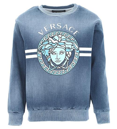 Versace Versace Sweatshirt - Logo/Medusa - Medium Blue/Hvid