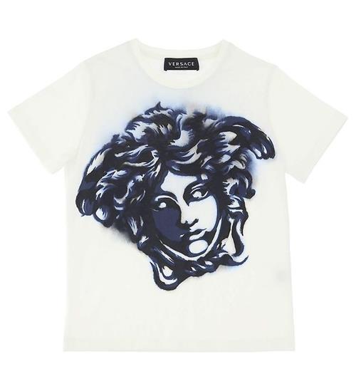 Se Versace T-shirt - Medusa - Hvid/BlÃ¥ ved KidsWorld