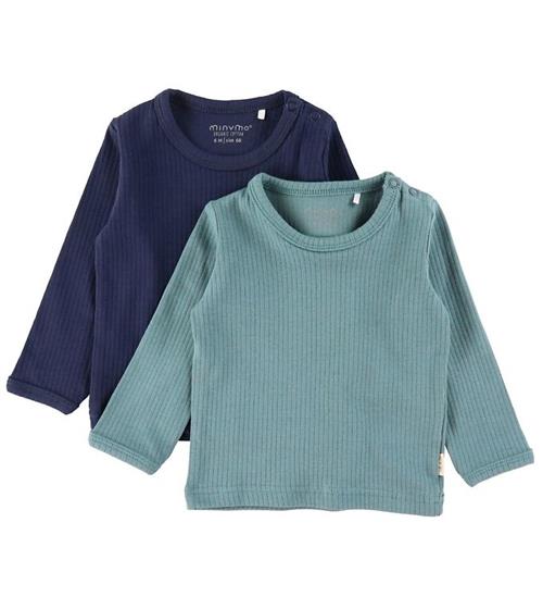 Se Minymo Bluse - Rib - 2-pak - Goblin Blue ved KidsWorld